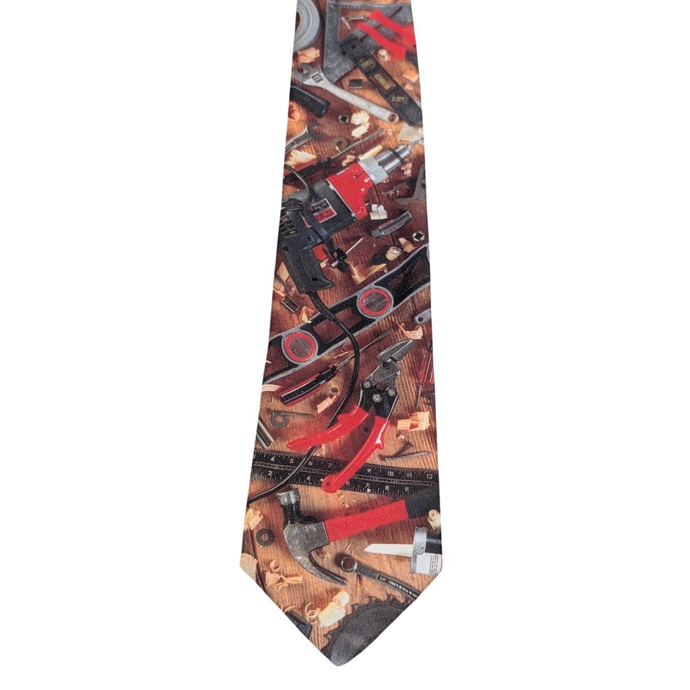 Ralph Marlin Necktie Mens OS Multicolor Handyman Tools 1996 Novelty Vintage 90s